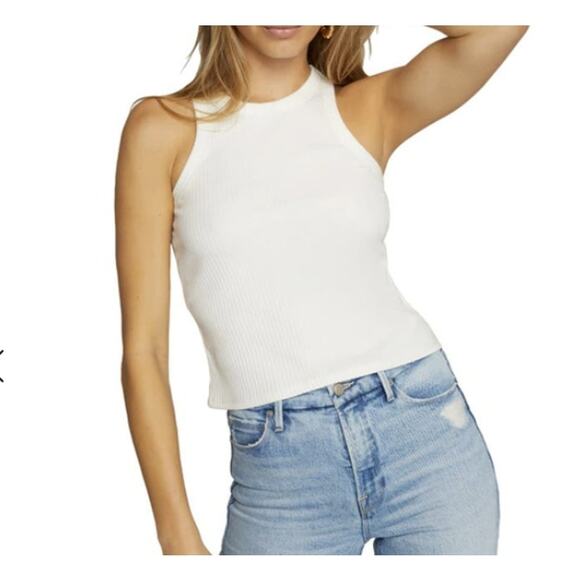 Good American Womens Chunky Ribbed Tank 2XL (5) White Wide Strap Casual Rib Knit - Picture 1 of 8